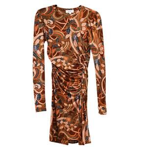 ALC Maryn Ginger Combo Ruched Jersey Long Sleeve Mini Dress Size XS